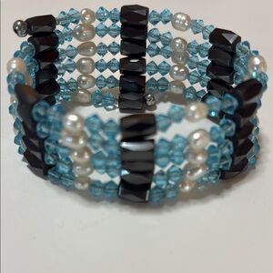 Elegant Black and Blue Beaded Necklace